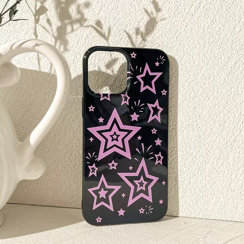 Ins สีดําGlossy Soft Case Anti-Fallเคสโทรศัพท์สําหรับiPhone 16 Promax 15 Promax 12 13 Mini 14plus 11 Pro Max X XS XR XS Max 7 8 plus Se2020