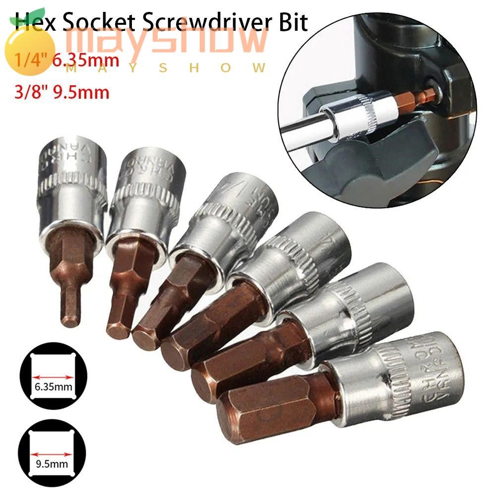 Mayshow 1 ชิ้น Hex ซ็อกเก็ตไขควงบิต, Hex Head Spanner Driver บิตสแควร์ไดรฟ์ซ็อกเก็ต,คู่มือเครื่องมืออะไหล่ H3 H4 H5 H6 H7 H8 H10 1/4 3/8 "หกเหลี่ยมประแจวงล้อบิต