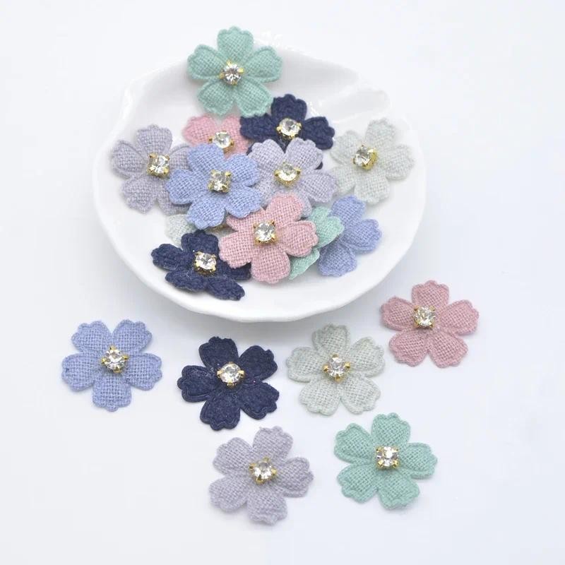 50 ชิ้น 23 มิลลิเมตรดอกไม้ Rhinestone Applique สําหรับเสื้อผ้าหมวกกางเกงขายาวเย็บแพทช์ DIY Headwear กิ๊บติดผมโบว์อุปกรณ์ตกแต่ง
