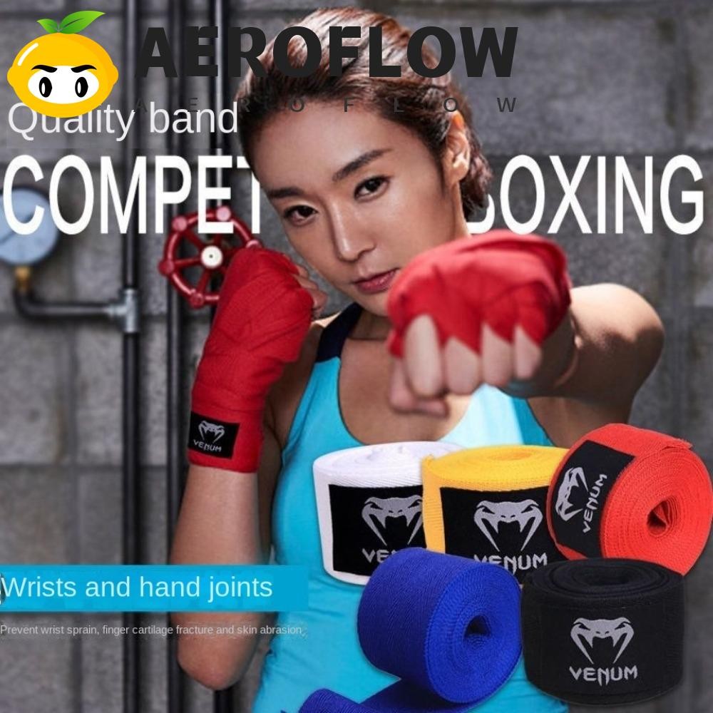 Aeroflow สายรัดชกมวย 1 คู่, สายรัดยามมือยืดหยุ่น 2 ม้วน, ถุงมือแข่งขันผ้าฝ้าย 1.5M ปกป้องผ้าพันแผลชกมวยห่อเตะ