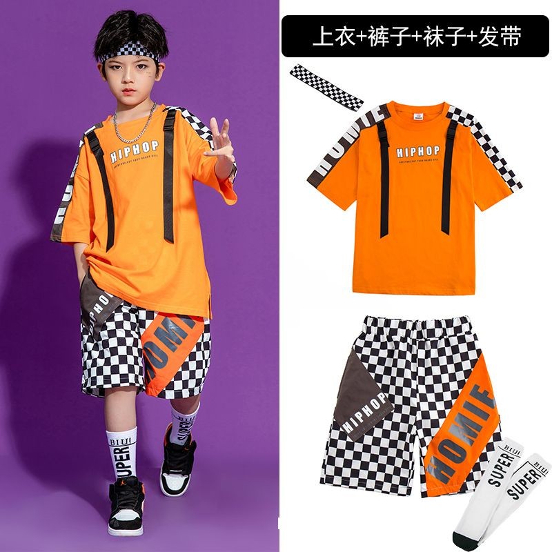 Street Dance Suit Boys Hip-Hop สาวอินเทรนด์แจ๊สแดนซ์เครื่องแต่งกายเกมเชียร์ลีดเดอร์วันเด็ก 6 Performance Costu