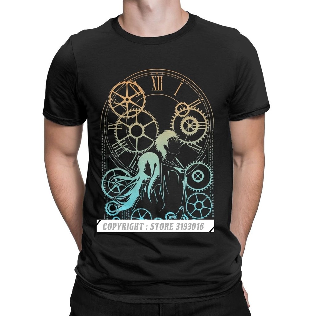 ตลกเวลา Steins Gate T เสื้อผ้าฝ้าย Tshirt Harajuku อะนิเมะ Mayuri Makise มังงะ Daru Shiina Rintaro เ