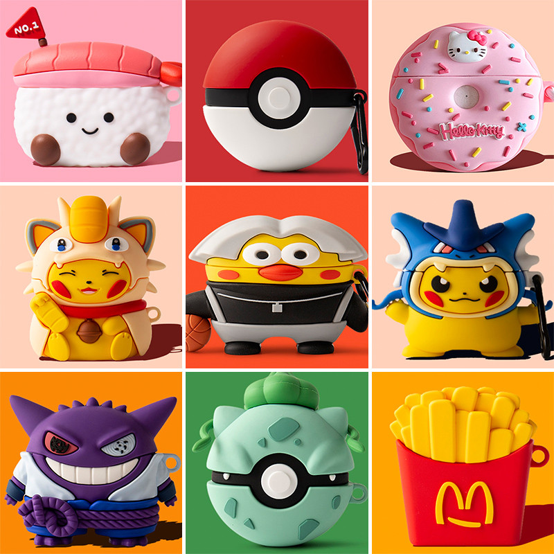 For AirPods 4 Case 3D Cartoon Pokémon Pikachu Cute Fries Silicone Soft Case Compatible with AirPods 4 Shockproof Shell Case Protective Cover