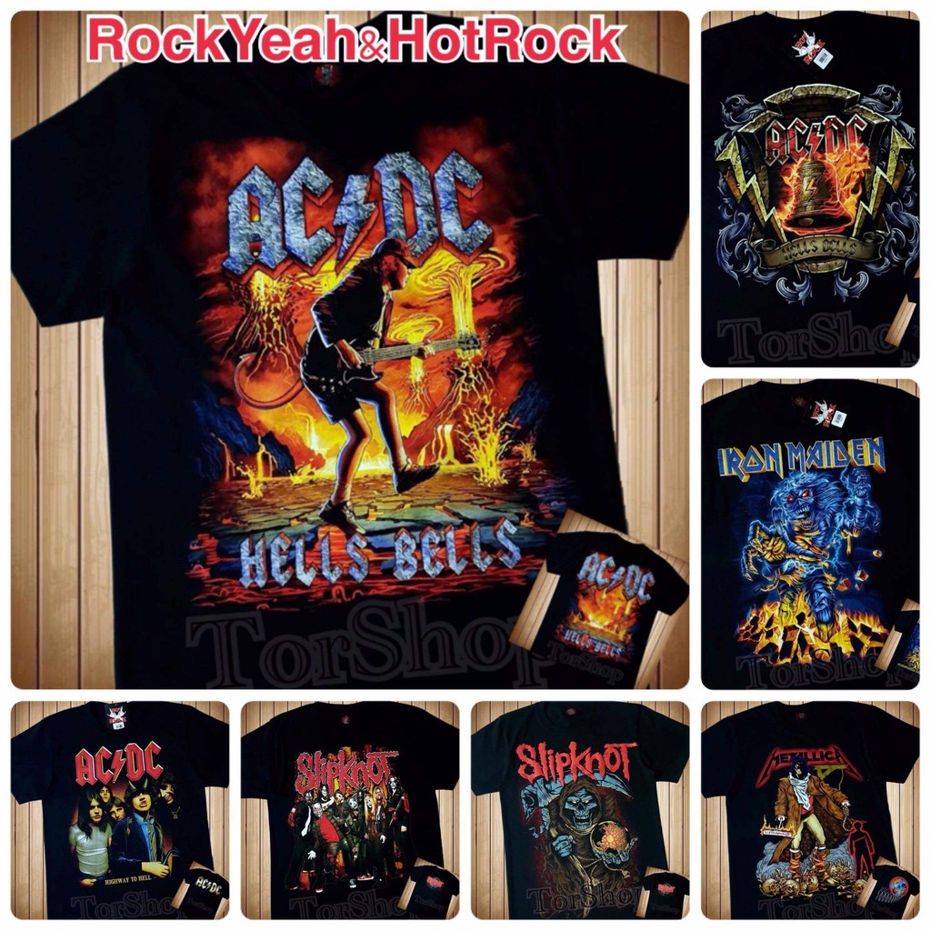 S-5xl rockyeah & hotrock T เสื้อ 3D ACDC band เสื้อ contrast HD (ยุโรปขนาด) เสื้อวินเทจ 90 A Line เสื้อวินเทจ เสื้อยืดสีดํา เสื้อวง เสื้อวินเทจ 90
