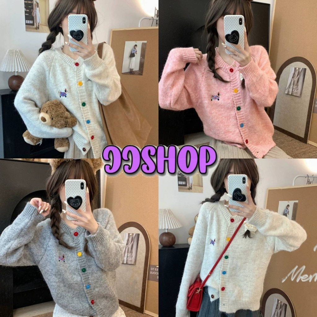 JJ Shop​ ​พร้อมส่ง เสื้อแขนยาวไหมพรมสไตล์เกาหลี คอกลม กันหนาว สีพาสเทล "CZ1061"