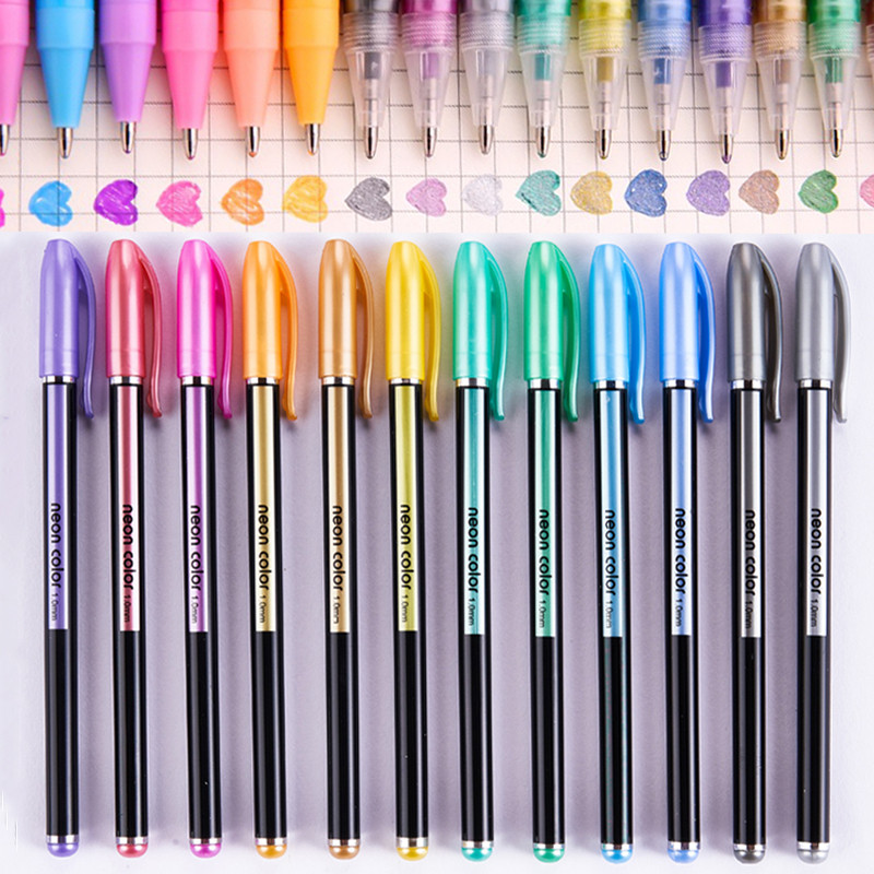 12 ชิ้น/แพ็คสี Highlighter นักเรียน Key Marker ปากกา Graffiti โลหะแฟลชปากกา WJ652