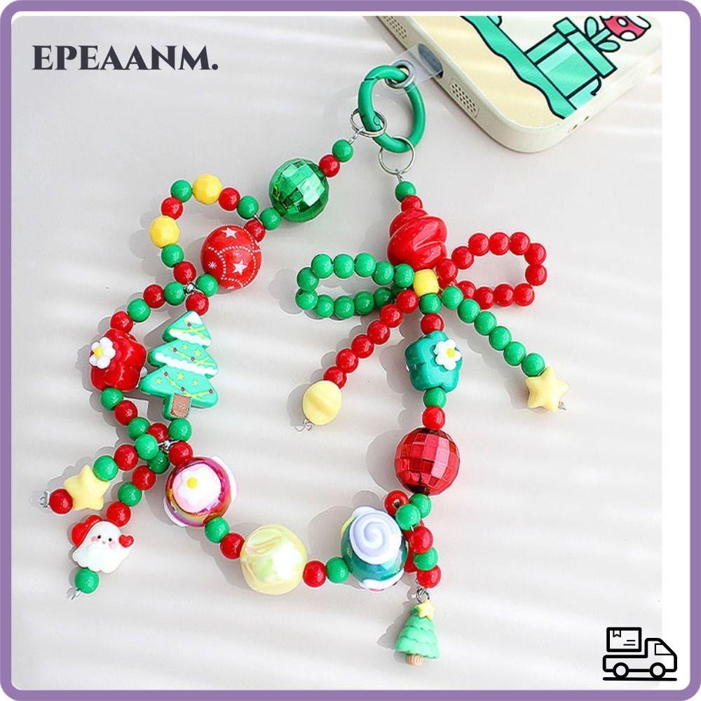 สายรัดโทรศัพท์มือถือ EPEAA, เชือกเสน่ห์โทรศัพท์ป้องกันการสูญหายของคริสต์มาส, ต้นคริสต์มาสกระเป๋าโชคเกอร์โทรศัพท์ทํามือสีสันสดใส