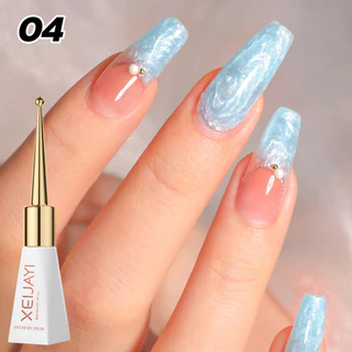 สีเจล6 ชิ้น ด้าย ยาทาเล็บหอยมุก สีทาเล็บเจล เชลล์ด้ายเล็บเจล กาวส่องไฟ Uv Led