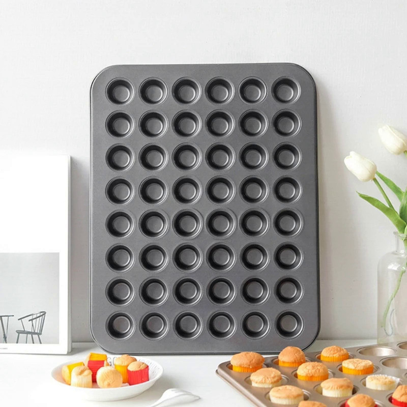 48 Cup Mini Muffin Pans Mould Fluted Tube Baking Small Cupcake Mold Non Gold Color Muffin Tray Drops