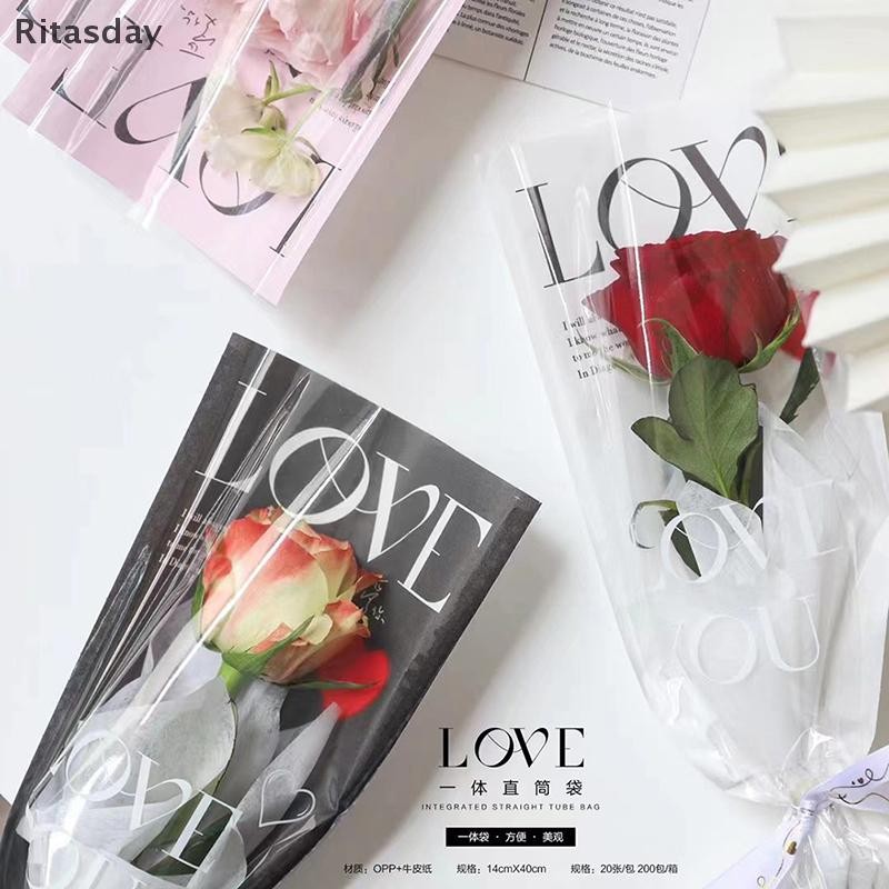 Ritasday 20 ชิ้น LOVE โปร่งใส Rose ถุงบรรจุภัณฑ์ช่อดอกไม้ถุงพลาสติกช่อดอกไม้กระดาษห่อเดี่ยวหนึ่งตรงกระเป๋าดอกไม้บรรจุภัณฑ์ใหม่ - รูปที่ 6