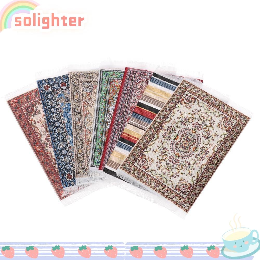 Solighter พรมทอผ้าขนาดเล็ก Mini House Decor ของเล่นเล่นบ้านตุ๊กตาอุปกรณ์เสริม