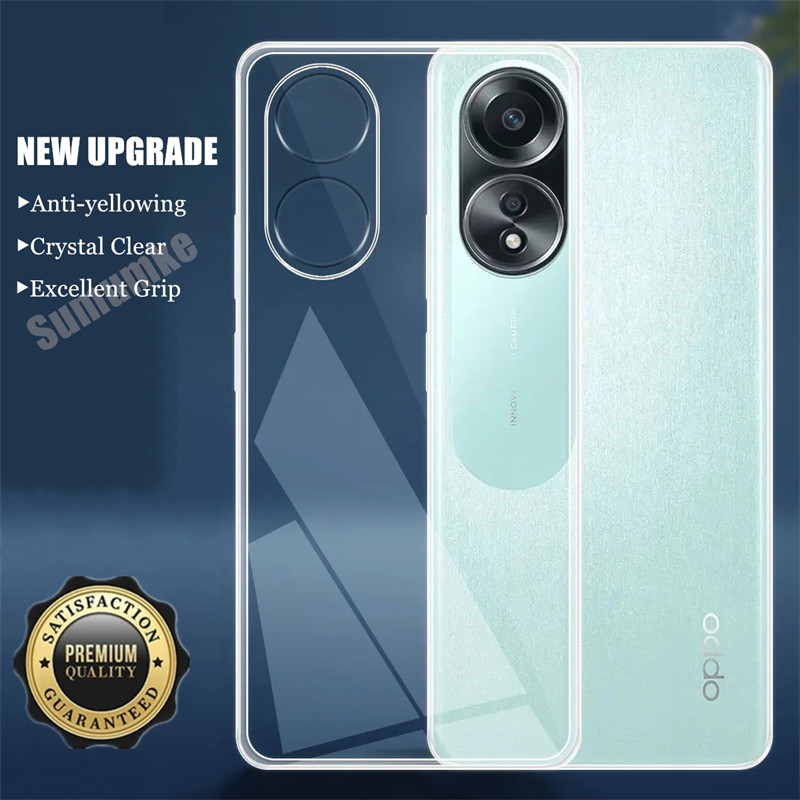 สําหรับ OPPO A18 CPH2591 Slim Fit Crystal Clear ยืดหยุ่นด้านในซิลิโคนอัพเกรด Anti-Yellow เคสกันกระแทก
