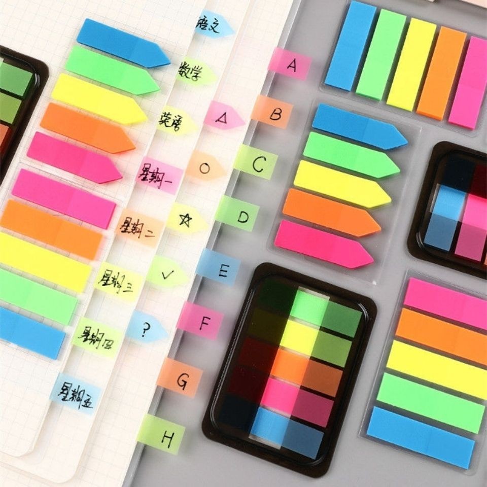 สีเรืองแสง Sticky Notes ชุด Memo Pad บุ๊คมาร์คแบนเนอร์โปร่งใส Sticky Notes โรงเรียนเครื่องเขียนสํานักงานสีเรืองแสง Sticky Notes ชุด Memo Pad บุ๊คมาร์คแบนเนอร์ Trans