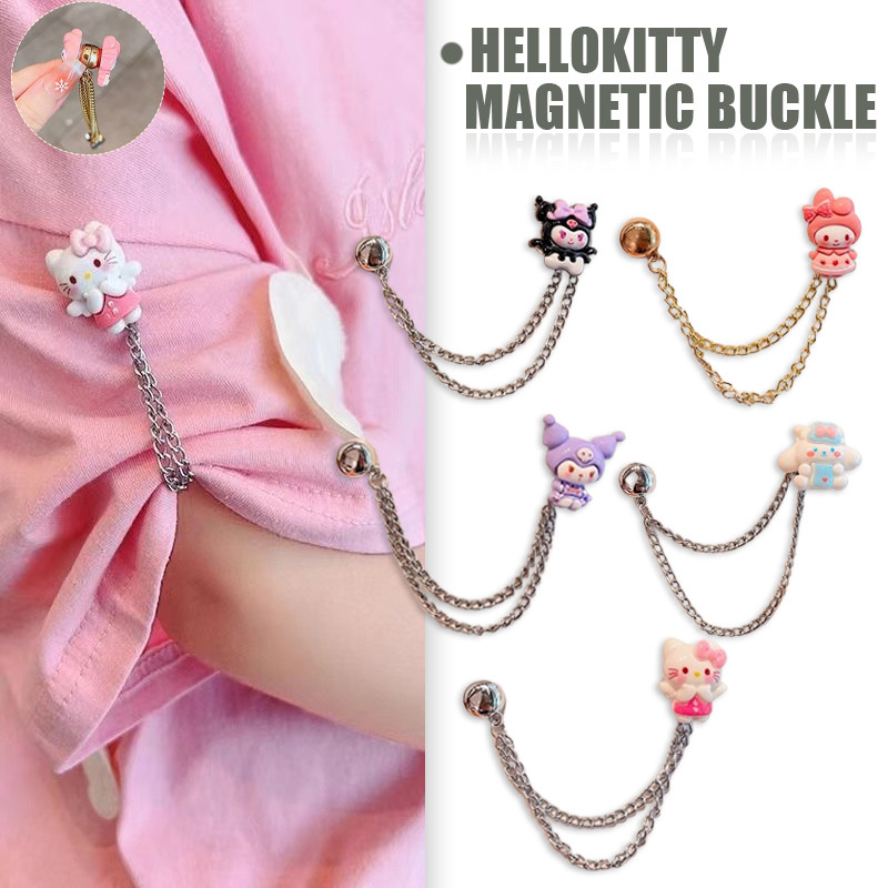 หัวเข็มขัดแม่เหล็กมุสลิม Sanrio เสื้อผ้าน่ารักผูกปมมุมผ้าพันคอหัวเข็มขัด HelloKitty กางเกงขาโซ่หัวเข็มขัดยึดแม่เหล็ก