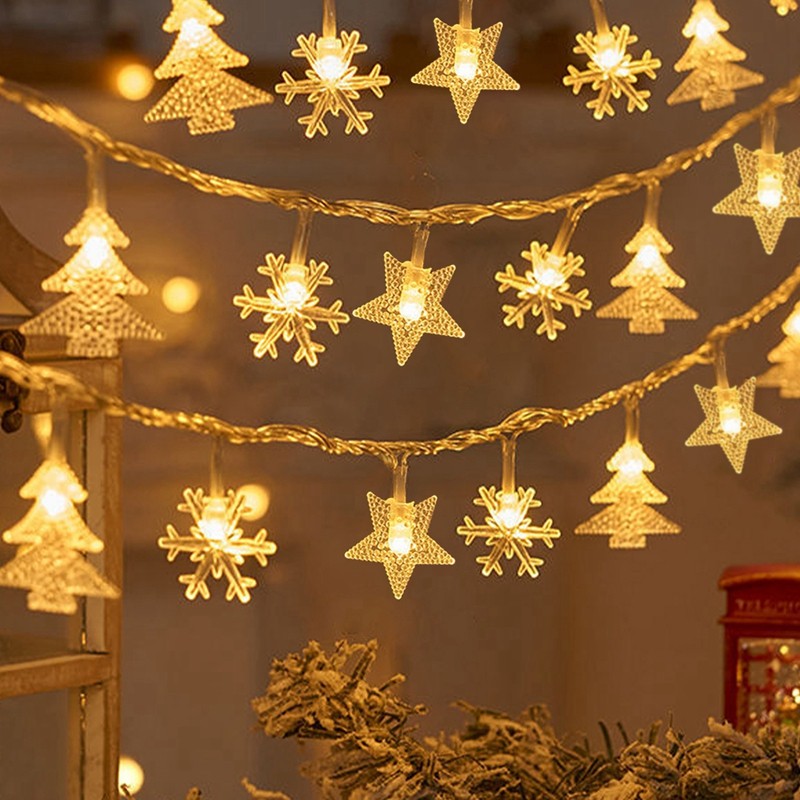 1.5/3m String ไฟ Reindeer Snowflake Star หลอดไฟออกแบบไฟอุ่นไฟ Fairy แบตเตอรี่ขับเคลื่อนหรือวันเกิด Xmas งานแต่งงานครบรอบ Party Decor 2025