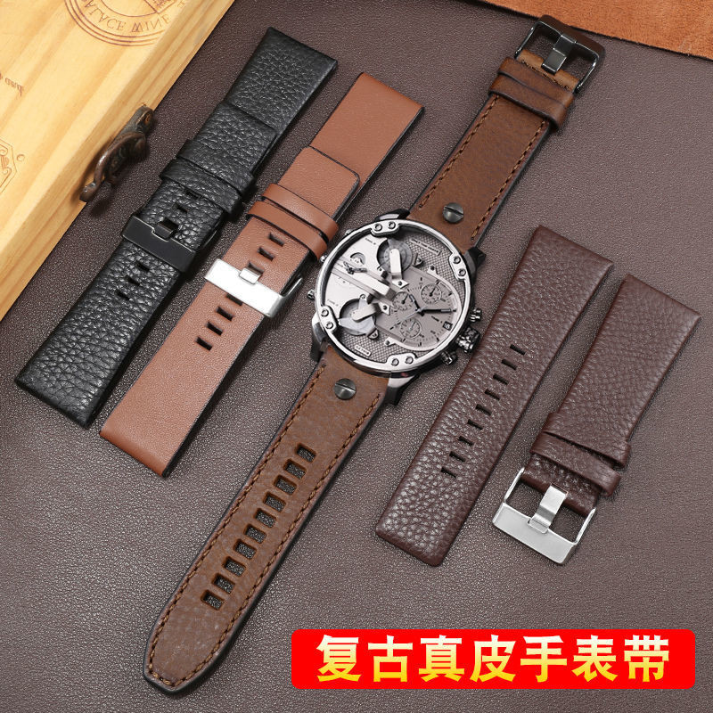 Diesel สายนาฬิกาข้อมือหนังแท้22 24 26 28 30mm Panerai สายนาฬิกาข้อมือขนาดใหญ่สำหรับ  SEVENFRIDAY