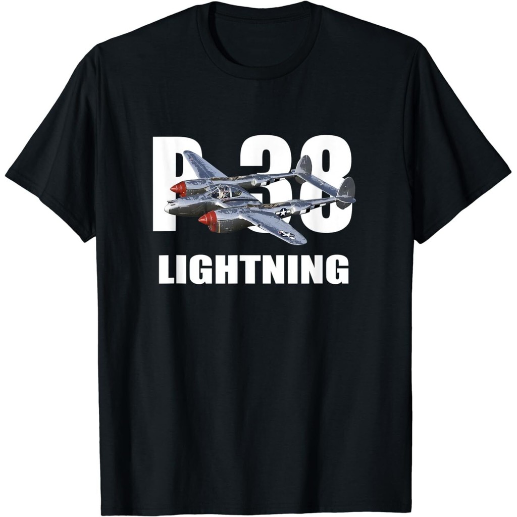 เสื้อยืดธีมWW2 ลายP-38 Lightning พิล็อตสหรัฐ
