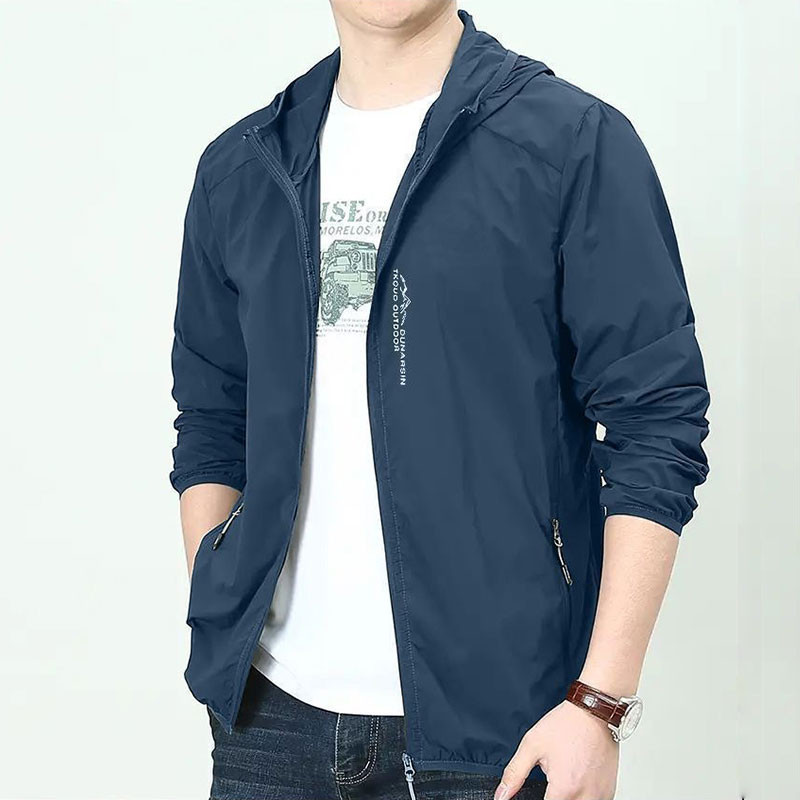 เสื้อแจ็คเก็ตป้องกันแสงแดดสำหรับผู้ชาย เสื้อแจ็คเก็ตแขนยาวน้ำหนักเบา
