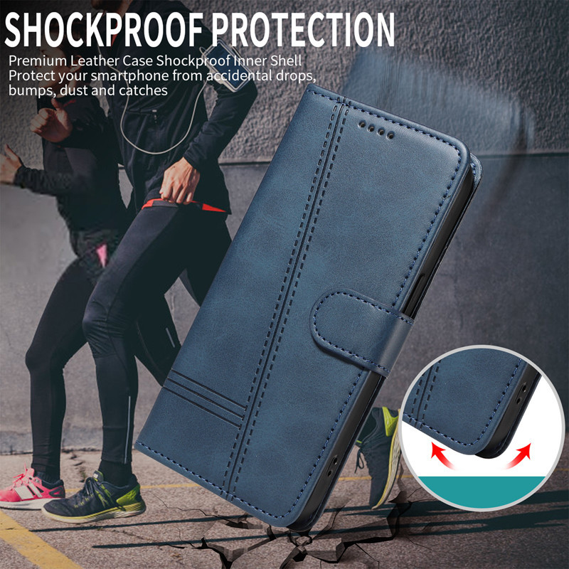 ใหม่ฝาครอบกระเป๋าสตางค์หนังกรณี OPPO Reno 12F 12 11 11F 10 8 8T 7 7Z 8Z 6 6Z 5Z 5F 4Z 4 Reno6 Z Lite Pro 5G 4G Simple Flip Casing ธุรกิจขาตั้งป้องกันโทรศัพท์ - รูปที่ 4