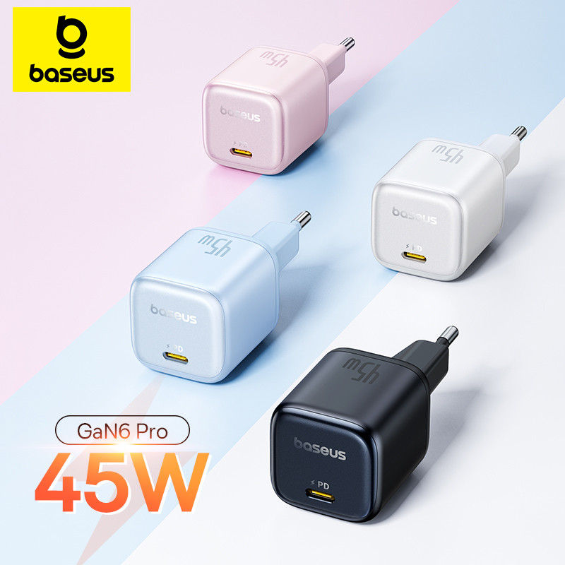 Baseus Picogo 45W PD Charger สําหรับ iPhone 16 Pro Max GaN Charger ประเภท C USB Charger แบบพกพา Fast Charger สําหรับ iPhone 15