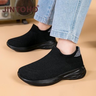 Jintoho Slip on Kids รองเท้าสีดํากลางแจ้งน้ําหนักเบาสบายรองเ…