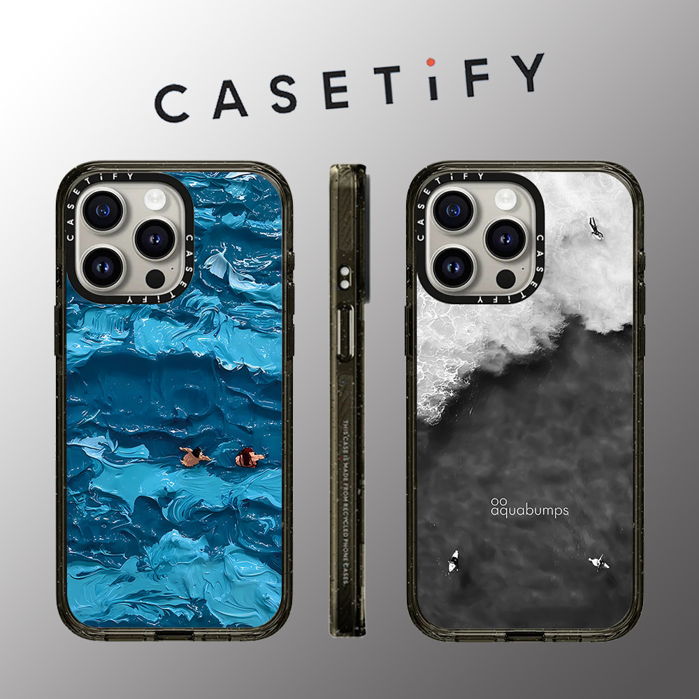 Casetify ภาพวาดสีน้ํามันคลื่นทะเลว่ายน้ํากันกระแทกอะคริลิคเคสโทรศัพท์สําหรับ iPhone 16 Pro Max 15 Plus 14 ProMax 13 12Pro 12 โทรศัพท์กันกระแทกขอบนุ่มฮาร์ดป้องกันกรณี