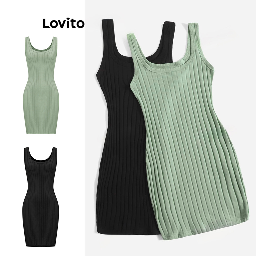 Lovito ชุดเดรสพื้นฐานเรียบหรูสำหรับผู้หญิง L105MD045