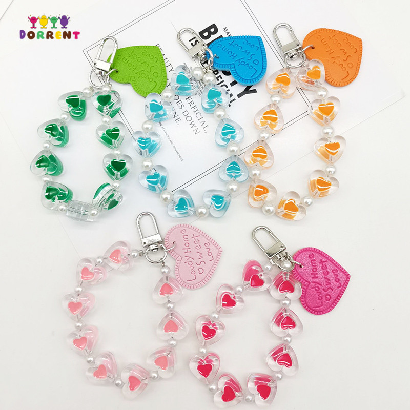 Creative Letter Heart โทรศัพท์แขวนโซ่อินเทรนด์ลูกปัดจี้น่ารักกระเป๋า Key Chain-DOR