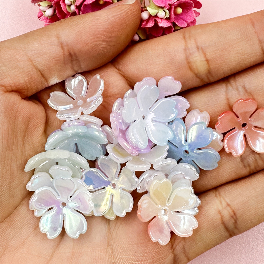 20 ชิ้น 18 มิลลิเมตรแฟชั่น Dazzle สีดอกไม้ลูกปัดอะคริลิค DIY ต่างหูเครื่องประดับอุปกรณ์เสริม