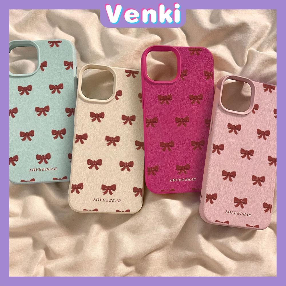 Venki - เคส iPhone 16 Pro Max iPhone 11 เคสหนังเนื้อนิ่มสีแคนดี้ TPU โบว์แดงสวยๆ Compatible With iPhone15 Pro max 14 13 12 Pro max XS XR 7 Plus 8 Plus