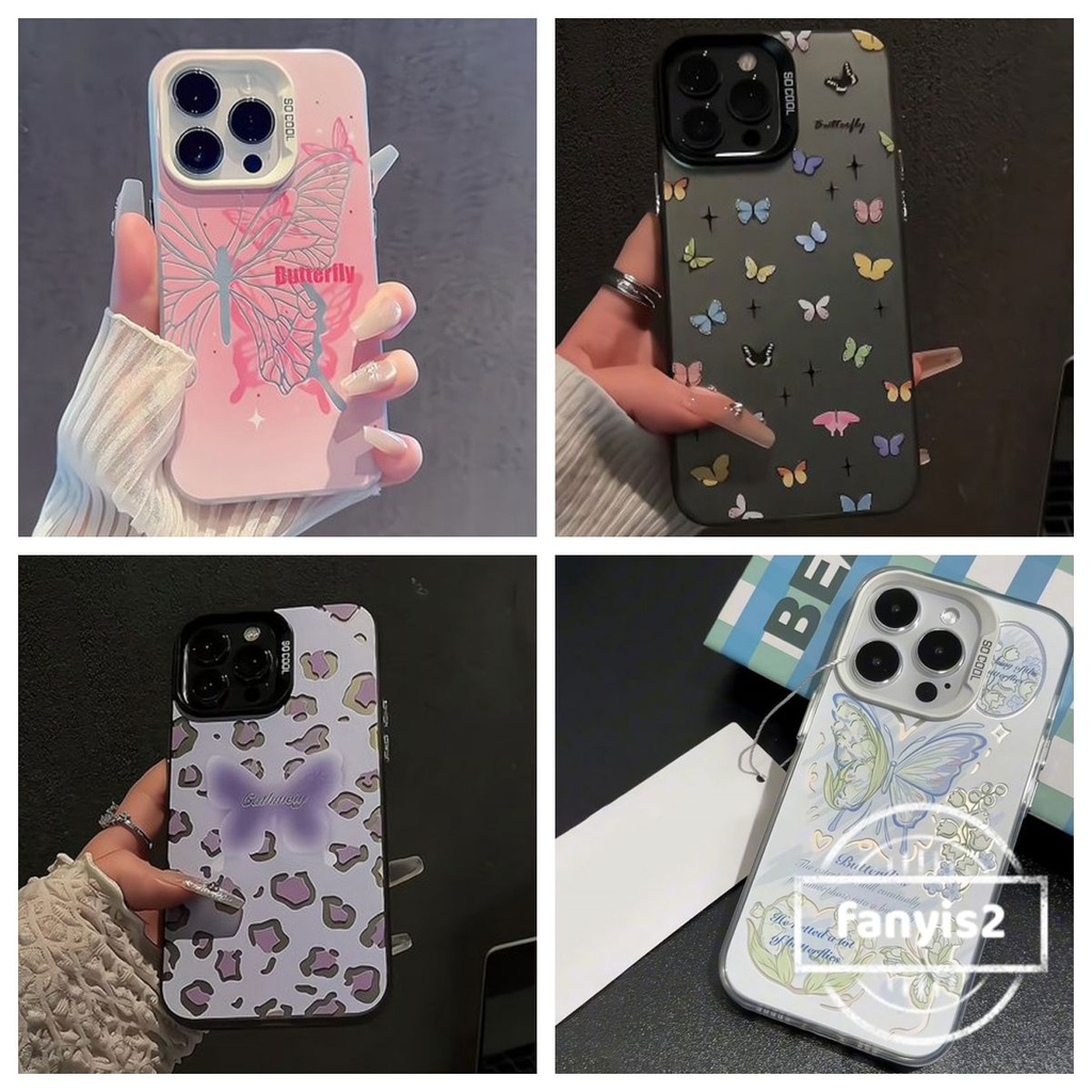 Oppo A3X A60 A79 A18 A38 A17 A16 A15 A57 A55 A54 A53 A32 A3s A7 A33 A76 A93 A5 A9 A53 A33 A32 แฟชั่นที่มีสีสันผีเสื้อเคสโทรศัพท์