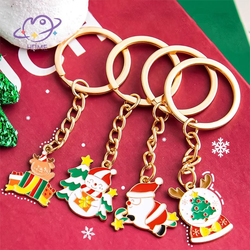 [mayhome] พวงกุญแจโลหะคริสต์มาสน่ารัก Elk Santa Claus Snowman พวงกุญแจกระเป๋าเป้สะพายหลังจี้เครื่องประดับกุญแจรถเพื่อนคู่ของขวัญ {TH}
