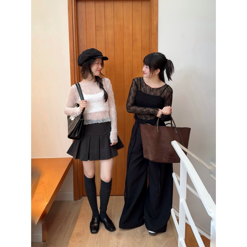 เสื้อนีน่า | Mir.byhi | เสื้อยืดลูกไม้แขนยาว