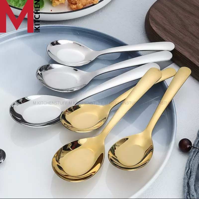 M KITCHEN ช้อน ช้อนกลาง ช้อนซุป สแตนเลสแท้ น้ำหนักพอดี ไม่บาง