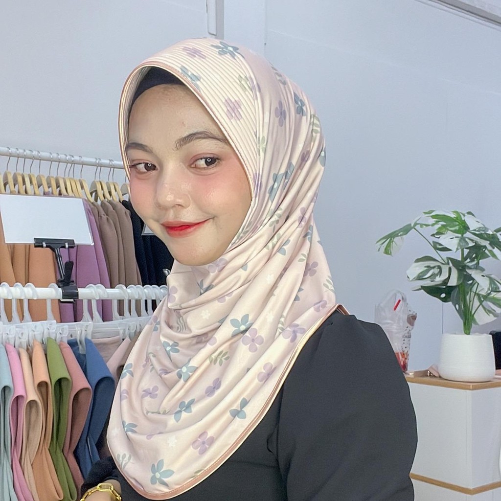 ผ้าคลุมฮีญาบทรงหมุน ลายใหม่ล่าสุด เนื้อผ้า ITY