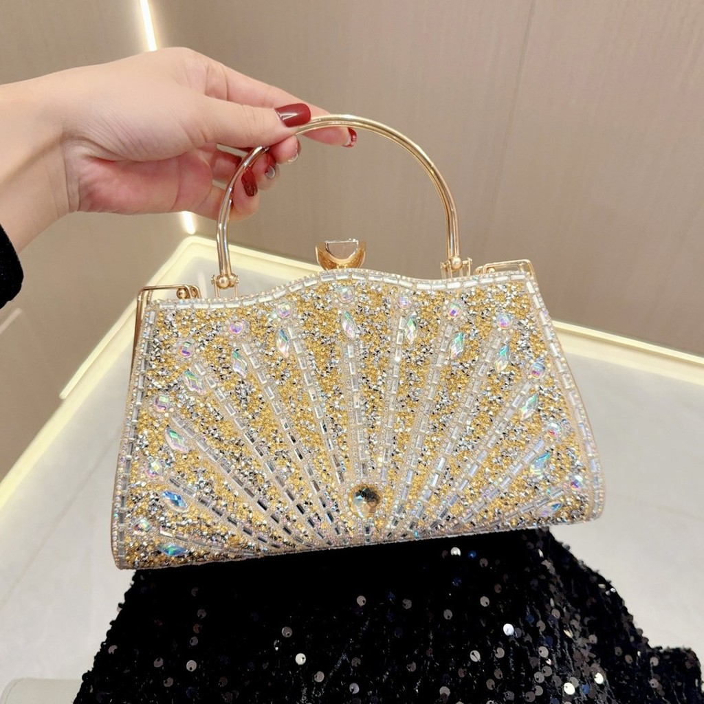 กระเป๋าราตรี กระเป๋าคลัทช์ Diamond-Studded Full Diamond Fashion Dress Bag Clutch Bag Banquet Bag Evening Bag One-Shoulder Diagonal Bag