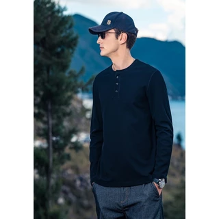 MANMAN แขนยาวผู้ชาย สีล้วน เสื้อผู้หญิง ชุดคู่รัก แมทช์ลุคง่าย แบบหลวม เรียบง่าย