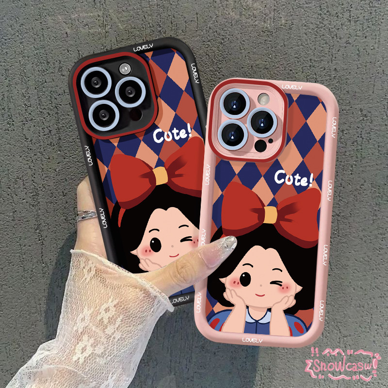 การ์ตูนน่ารักสโนว์ไวท์โบว์แดง เคสSamsung A05s A05 A03 A23 A24 A54 A13 A25 A14 A15 A03s A52 A32 A50 A21s A12 A34 A53