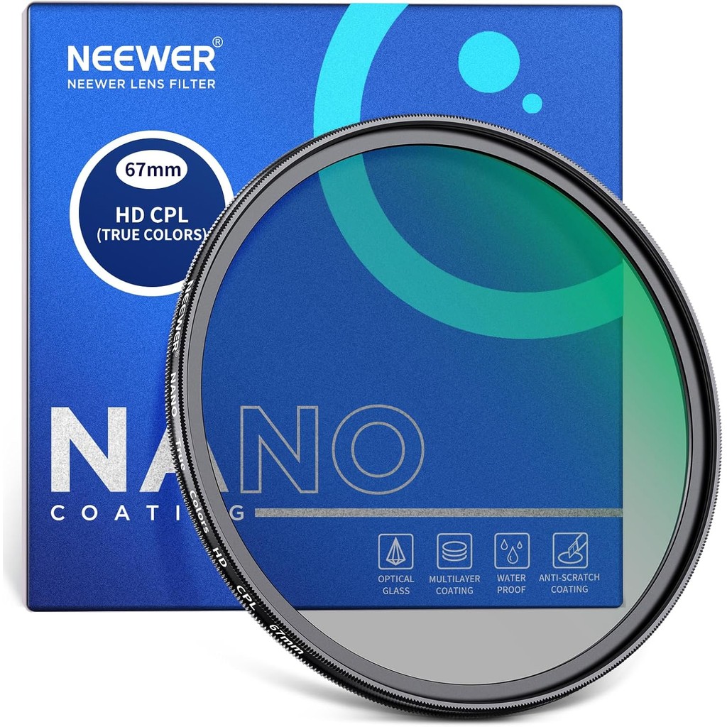 Neewer ฟิลเตอร์ CPL สี True 67 มม. เลนส์กล้องโพลาไรซ์แบบเคลือบหลายอัน