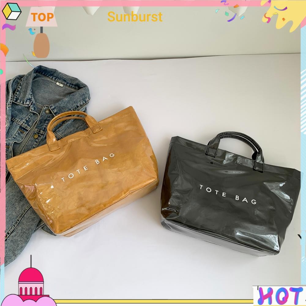 Pvc Tote Bag กระเป๋าถือความจุขนาดใหญ่ Satchel Purse for Women Work Shopping Travel [Sunburst11.th]