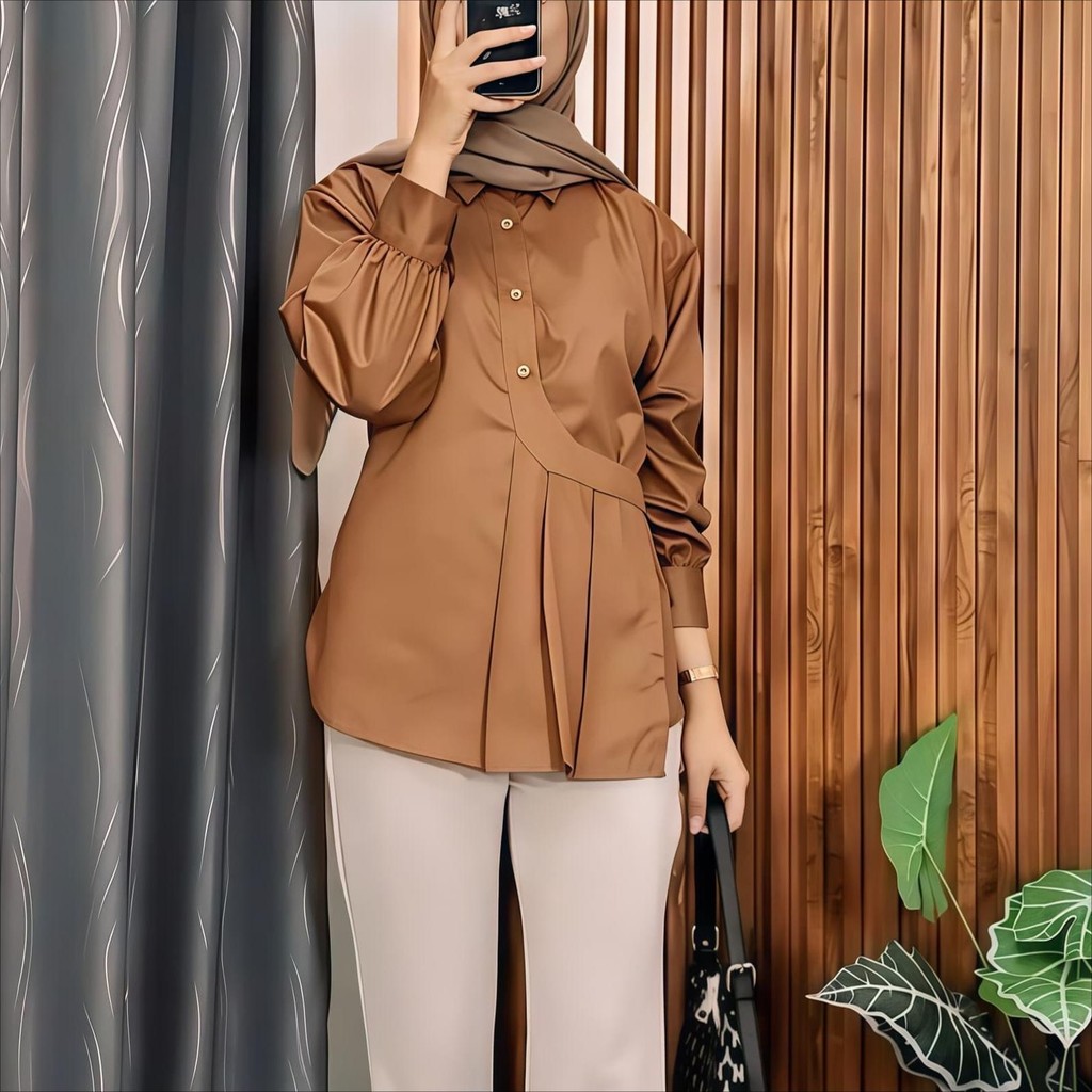 เสื้อเชิ้ตกระดุมคอปกเฉพาะดีไซน์อสมมาตรทรงหลวมแขนยาวสีพื้นตัวเลือกบนสําหรับสวมใส่ทุกวัน