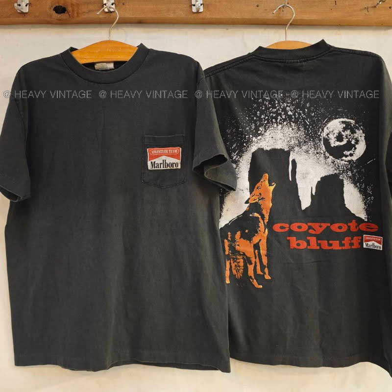 Marlboro coyote bluff poket Bio Washed tag USA เสื้อวินเทจ เสื้อวง heavy vintage shirt