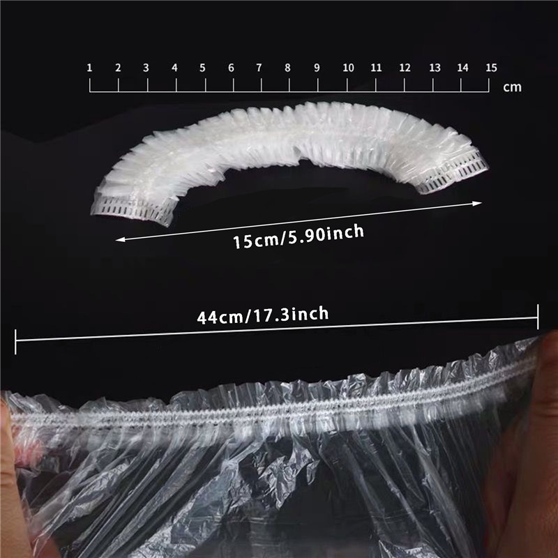 100 ชิ้นทิ้งหมวกอาบน้ําอาบน้ําพลาสติกกันน้ําผู้หญิงหัวหมวกอาบน้ํา (HWC) - รูปที่ 2