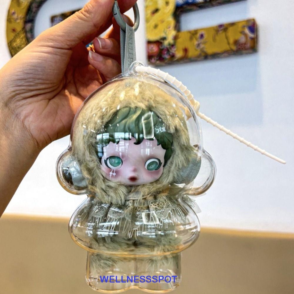 WELLNESSSPOT SP Skullpanda เกราะป้องกัน, ฤดูหนาวเพลง Series กันน้ําโปร่งใสป้องกันกรณี,สะสม Anti-lost จี้กันฝุ่นตุ๊กตา Plush กระเป๋าแสดงทุกวัน