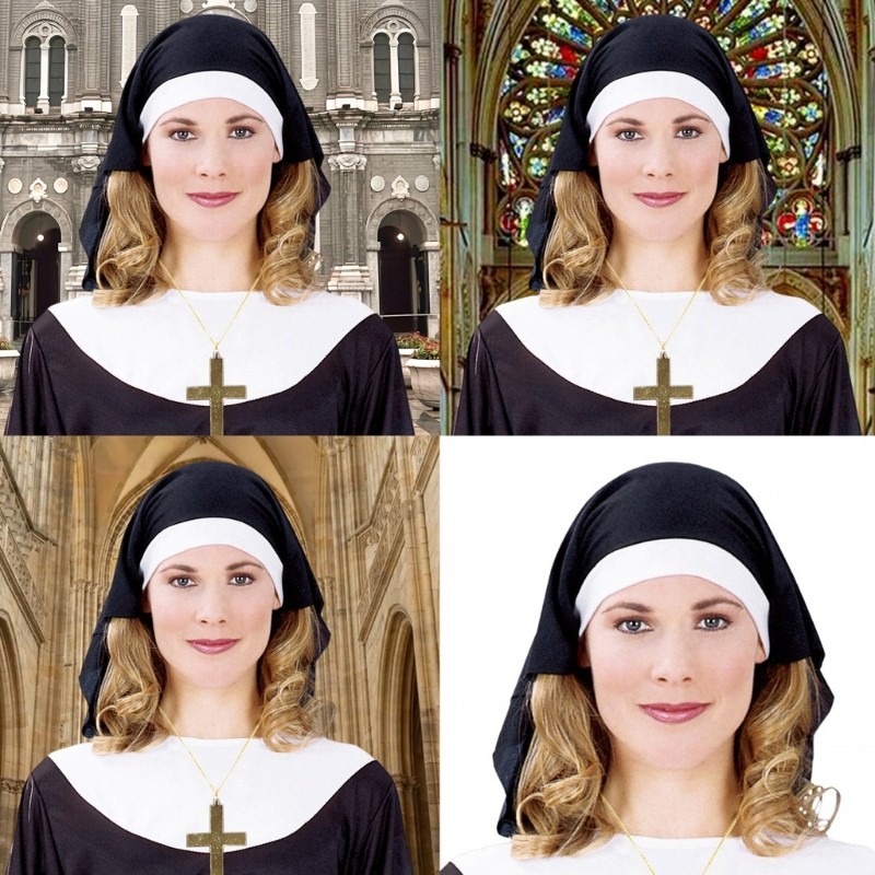 Lily Nun ที่คาดผมหมวกแม่ชีหมวกสําหรับผู้ใหญ่ผู้หญิงคอสเพลย์ฮาโลวีนเครื่องแต่งกาย Headpiece