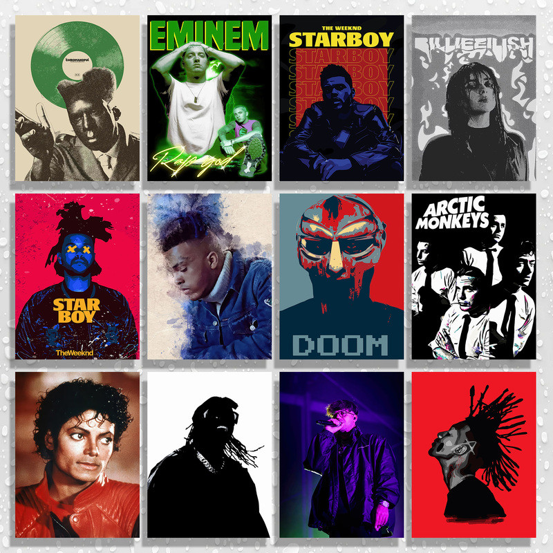 World - นักดนตรีชื่อดัง, คอลเลกชันโปสเตอร์, ไม่มีกรอบ, Eminem, The Weeknd, Michael Jackson, งานศิลปะ