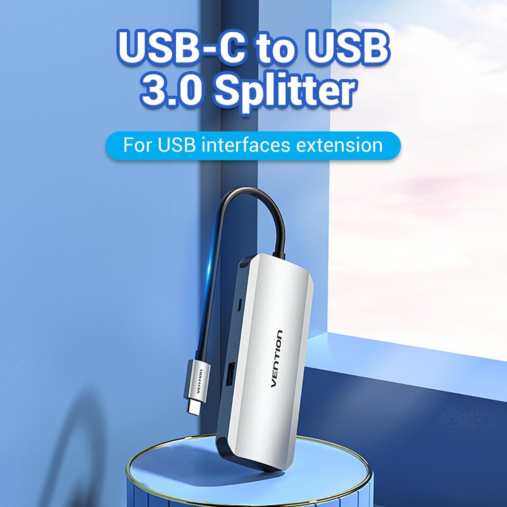 Vention Hub อะแดปเตอร์ USB Type-C เป็น USB 3.0x4/Micro-B 0.15M ชนิดอลูมิเนียมอัลลอยด์