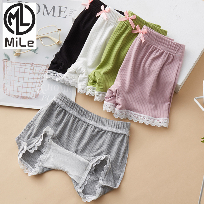 [ML] 100-160 ซม.กางเกงความปลอดภัยหญิง Anti-glare เด็กฤดูร้อนสไตล์บาง Modal Cotton Bottoming กางเกงขาสั้นกางเกงบ็อกเซอร์เด็ก