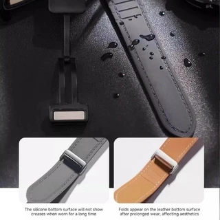 สร้อยข้อมือซิลิโคนหนังแม่เหล็ก สําหรับ Samsung Galaxy Watch 7/8 Ultra 47 มม./8 Classic 46 มม. Quick Fit รองรับ 9/8 44/40 มม. สายรัดข้อมือ