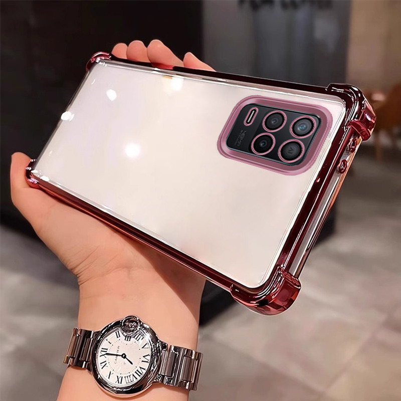 เคสสําหรับRealme Q3 Q3S Q3T Q3i Q2 soft Tpuสี่มุมAir cushion anti-fall Electroplatedโทรศัพท์มือถือกร